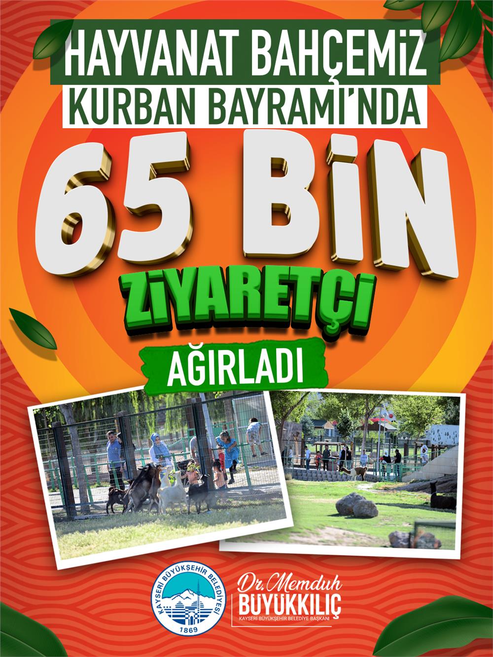 On binlerce Kayserili bayramda Hayvanat Bahçesi'ne gitti