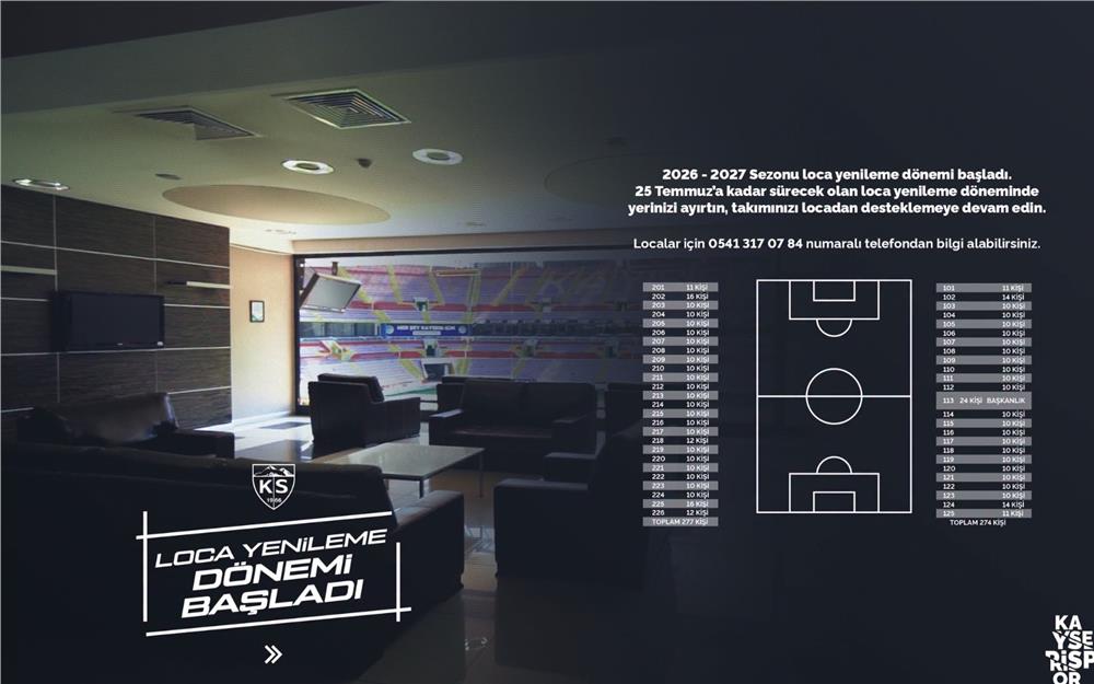 Kayserispor'da loca yenileme dönemi başladı